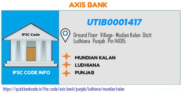 Axis Bank Mundian Kalan UTIB0001417 IFSC Code