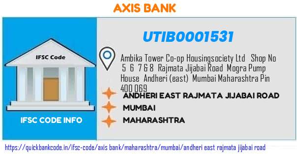 Axis Bank Andheri East Rajmata Jijabai Road UTIB0001531 IFSC Code