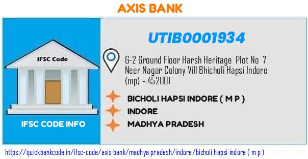 Axis Bank Bicholi Hapsi Indore  M P  UTIB0001934 IFSC Code