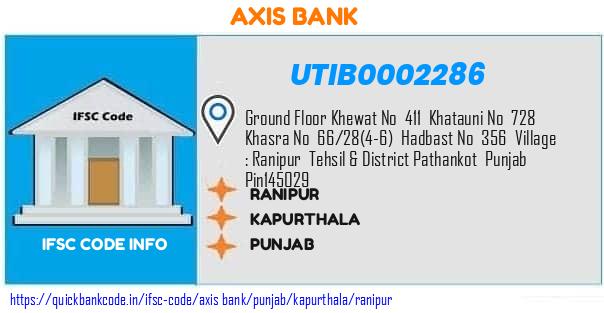 UTIB0002286 Axis Bank. RANIPUR