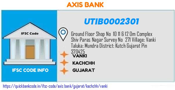 Axis Bank Vanki UTIB0002301 IFSC Code