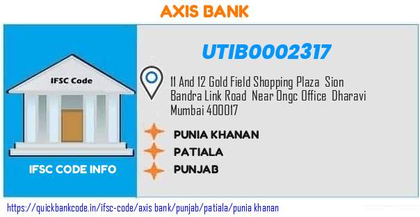 Axis Bank Punia Khanan UTIB0002317 IFSC Code