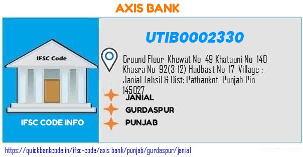 Axis Bank Janial UTIB0002330 IFSC Code