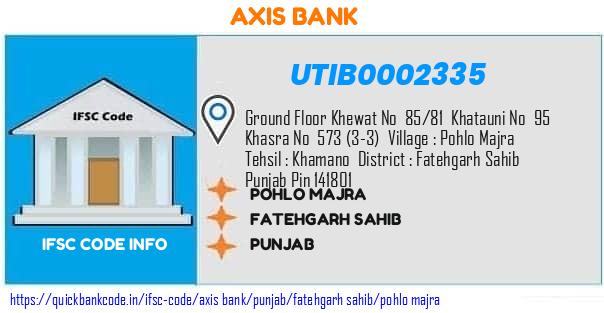 UTIB0002335 Axis Bank. POHLO MAJRA