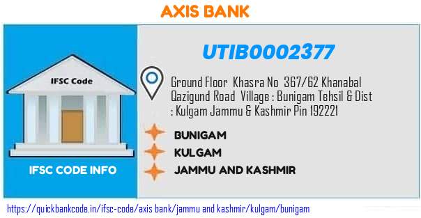 Axis Bank Bunigam UTIB0002377 IFSC Code