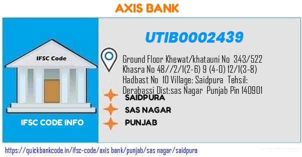UTIB0002439 Axis Bank. SAIDPURA