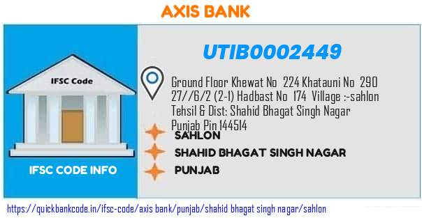 UTIB0002449 Axis Bank. SAHLON