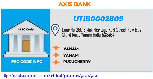 Axis Bank Yanam UTIB0002809 IFSC Code