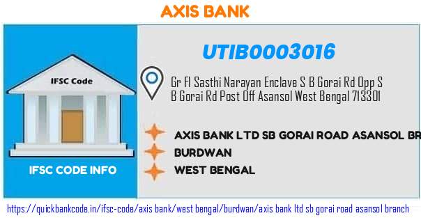 Axis Bank Axis Bank  Sb Gorai Road Asansol Branch UTIB0003016 IFSC Code