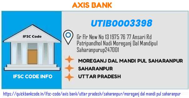 Axis Bank Moreganj Dal Mandi Pul Saharanpur UTIB0003398 IFSC Code