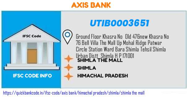 Axis Bank Shimla The Mall UTIB0003651 IFSC Code
