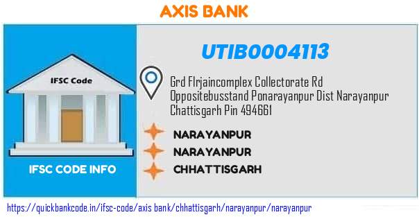 Axis Bank Narayanpur UTIB0004113 IFSC Code