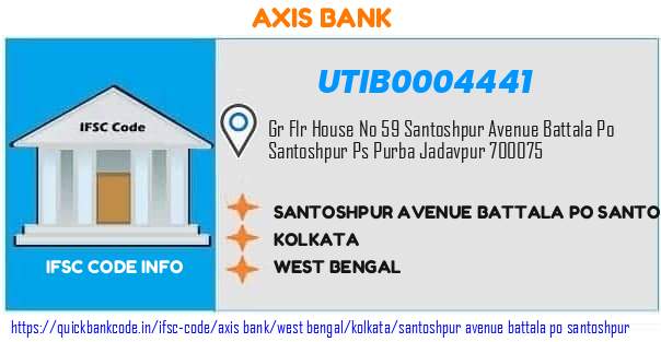 Axis Bank Santoshpur Avenue Battala Po Santoshpur UTIB0004441 IFSC Code