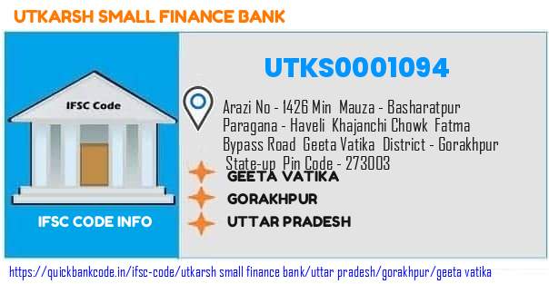 Utkarsh Small Finance Bank Geeta Vatika UTKS0001094 IFSC Code