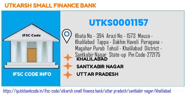 Utkarsh Small Finance Bank Khalilabad UTKS0001157 IFSC Code