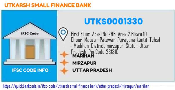 Utkarsh Small Finance Bank Marihan UTKS0001330 IFSC Code