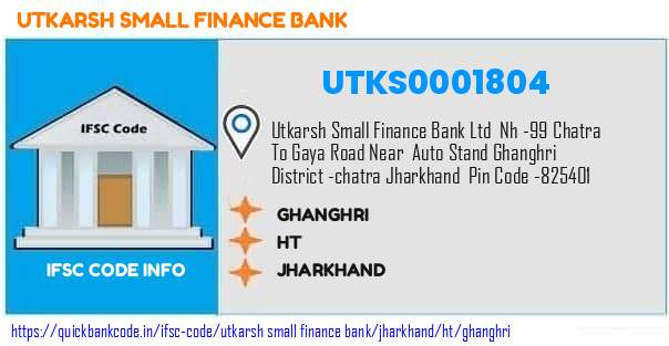 Utkarsh Small Finance Bank Ghanghri UTKS0001804 IFSC Code