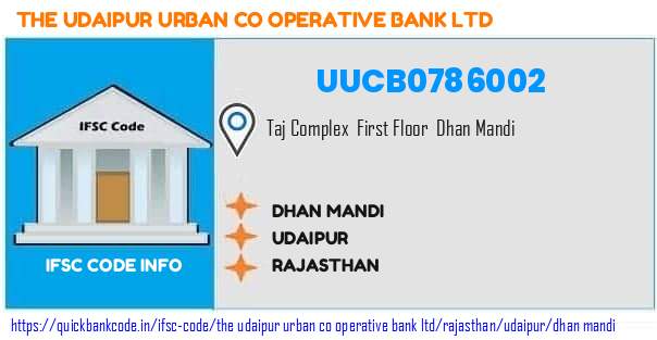 The Udaipur Urban Co Operative Bank Dhan Mandi UUCB0786002 IFSC Code