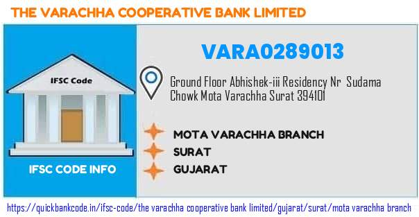 The Varachha Cooperative Bank Mota Varachha Branch VARA0289013 IFSC Code