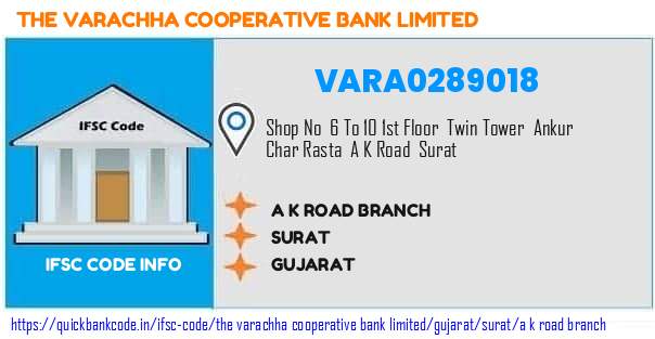 The Varachha Cooperative Bank A K Road Branch VARA0289018 IFSC Code