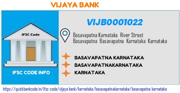 Vijaya Bank Basavapatna Karnataka VIJB0001022 IFSC Code