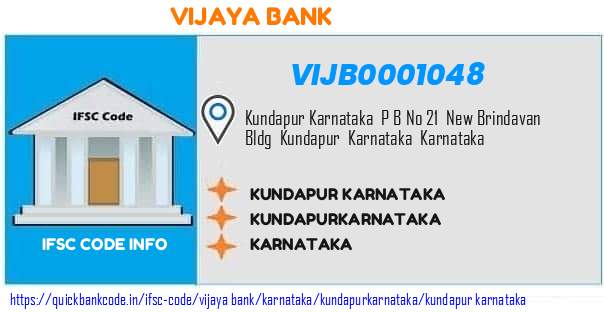 Vijaya Bank Kundapur Karnataka VIJB0001048 IFSC Code
