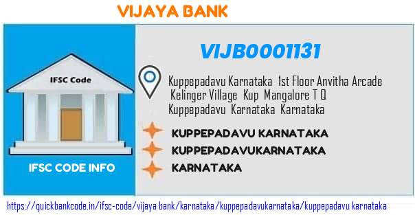 Vijaya Bank Kuppepadavu Karnataka VIJB0001131 IFSC Code