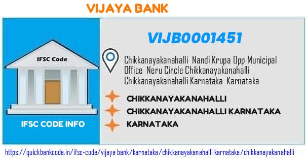 Vijaya Bank Chikkanayakanahalli VIJB0001451 IFSC Code