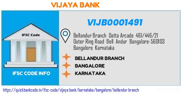 Vijaya Bank Bellandur Branch VIJB0001491 IFSC Code