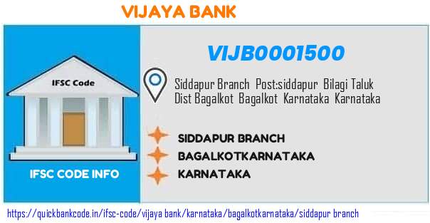 Vijaya Bank Siddapur Branch VIJB0001500 IFSC Code