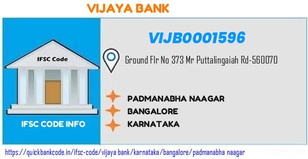 Vijaya Bank Padmanabha Naagar VIJB0001596 IFSC Code