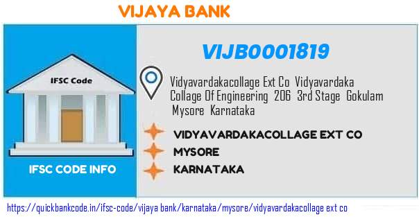 Vijaya Bank Vidyavardakacollage Ext Co VIJB0001819 IFSC Code