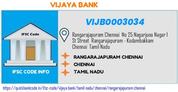 Vijaya Bank Rangarajapuram Chennai VIJB0003034 IFSC Code