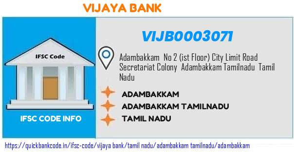 Vijaya Bank Adambakkam VIJB0003071 IFSC Code