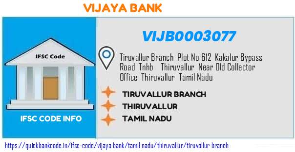 Vijaya Bank Tiruvallur Branch VIJB0003077 IFSC Code