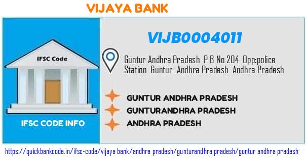 Vijaya Bank Guntur Andhra Pradesh VIJB0004011 IFSC Code