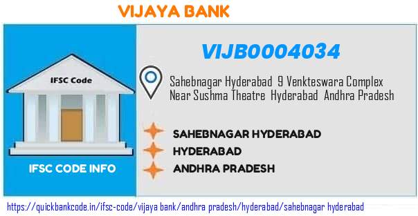 Vijaya Bank Sahebnagar Hyderabad VIJB0004034 IFSC Code