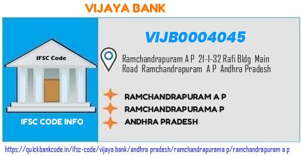 Vijaya Bank Ramchandrapuram A P VIJB0004045 IFSC Code