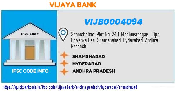 Vijaya Bank Shamshabad VIJB0004094 IFSC Code