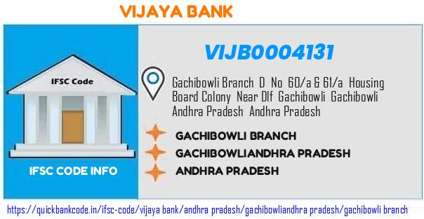 Vijaya Bank Gachibowli Branch VIJB0004131 IFSC Code
