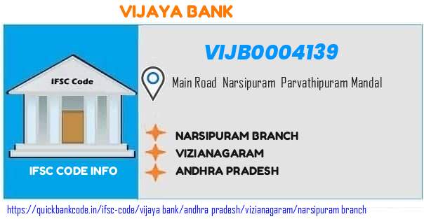 Vijaya Bank Narsipuram Branch VIJB0004139 IFSC Code