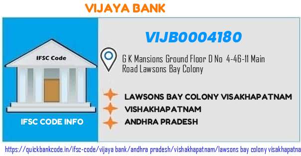 Vijaya Bank Lawsons Bay Colony Visakhapatnam VIJB0004180 IFSC Code