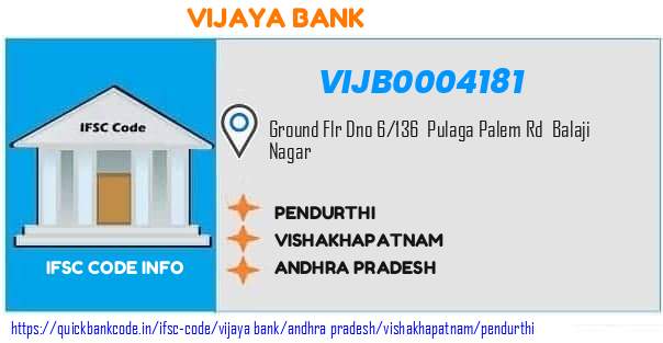 Vijaya Bank Pendurthi VIJB0004181 IFSC Code