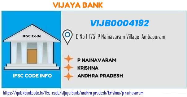 Vijaya Bank P Nainavaram VIJB0004192 IFSC Code