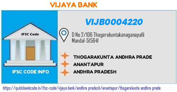 Vijaya Bank Thogarakunta Andhra Prade VIJB0004220 IFSC Code