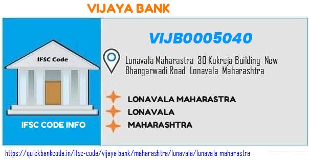 Vijaya Bank Lonavala Maharastra VIJB0005040 IFSC Code
