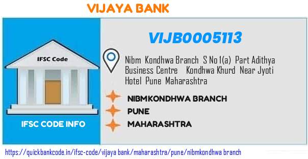 Vijaya Bank Nibmkondhwa Branch VIJB0005113 IFSC Code