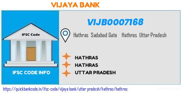 Vijaya Bank Hathras VIJB0007168 IFSC Code