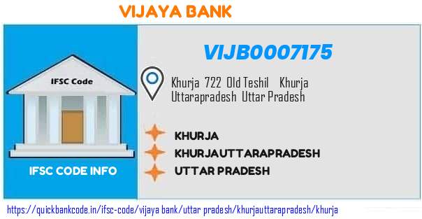 Vijaya Bank Khurja VIJB0007175 IFSC Code