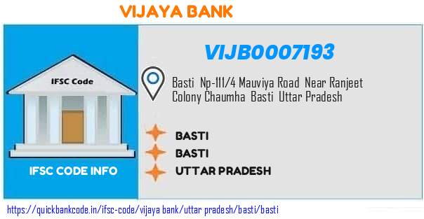 Vijaya Bank Basti VIJB0007193 IFSC Code